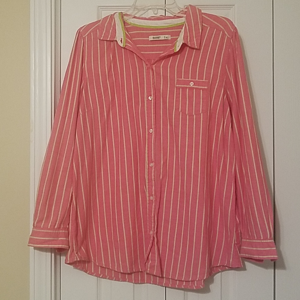 Old Navy Pink and Green Striped Button Down